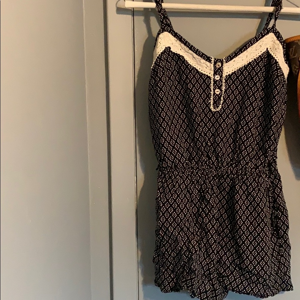 Black and white floral romper